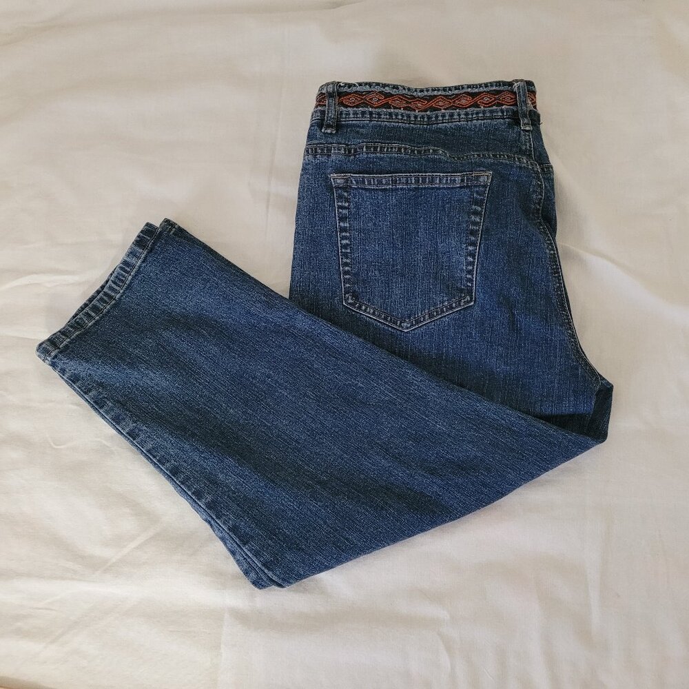 Cropped Jeans Capri Axcess Stretch Embroidered Womens Size 12 Liz Claiborne